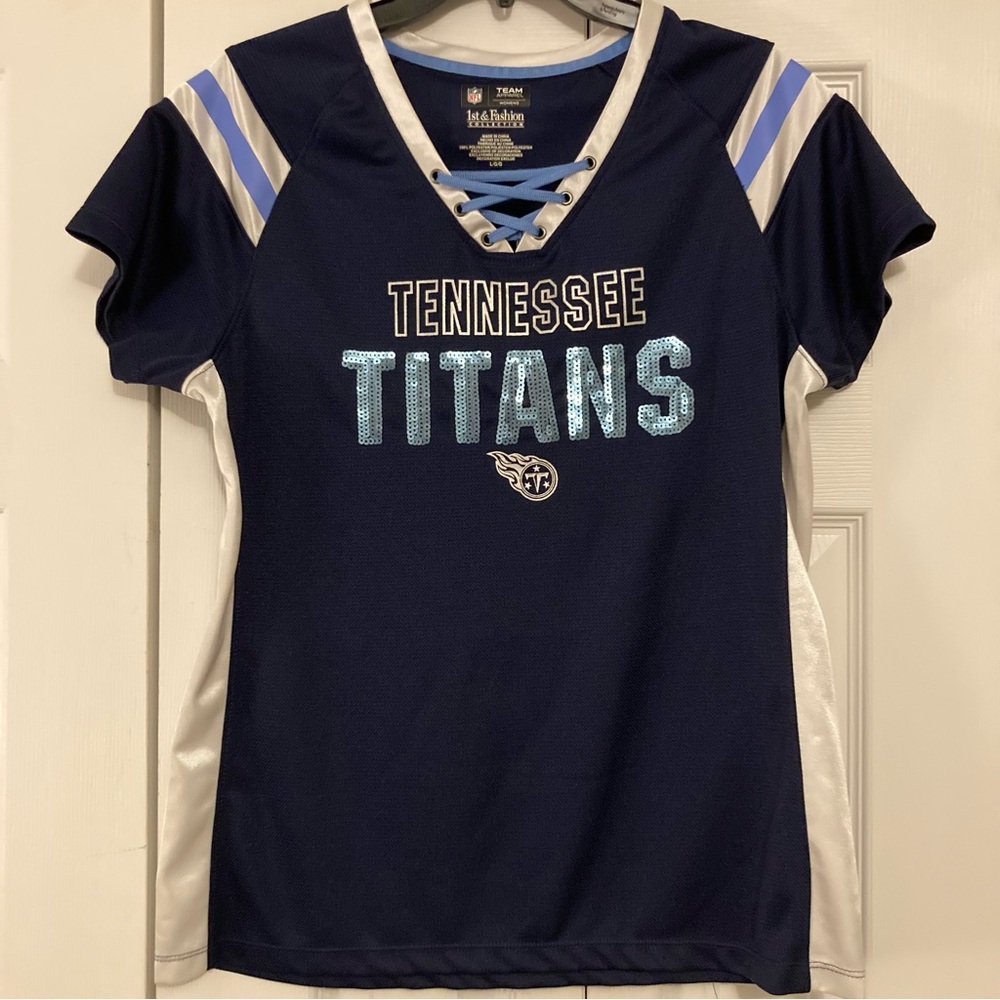 Tennessee Titans Ladies Jersey Large Girly Football Sparkle Nashville NFL
